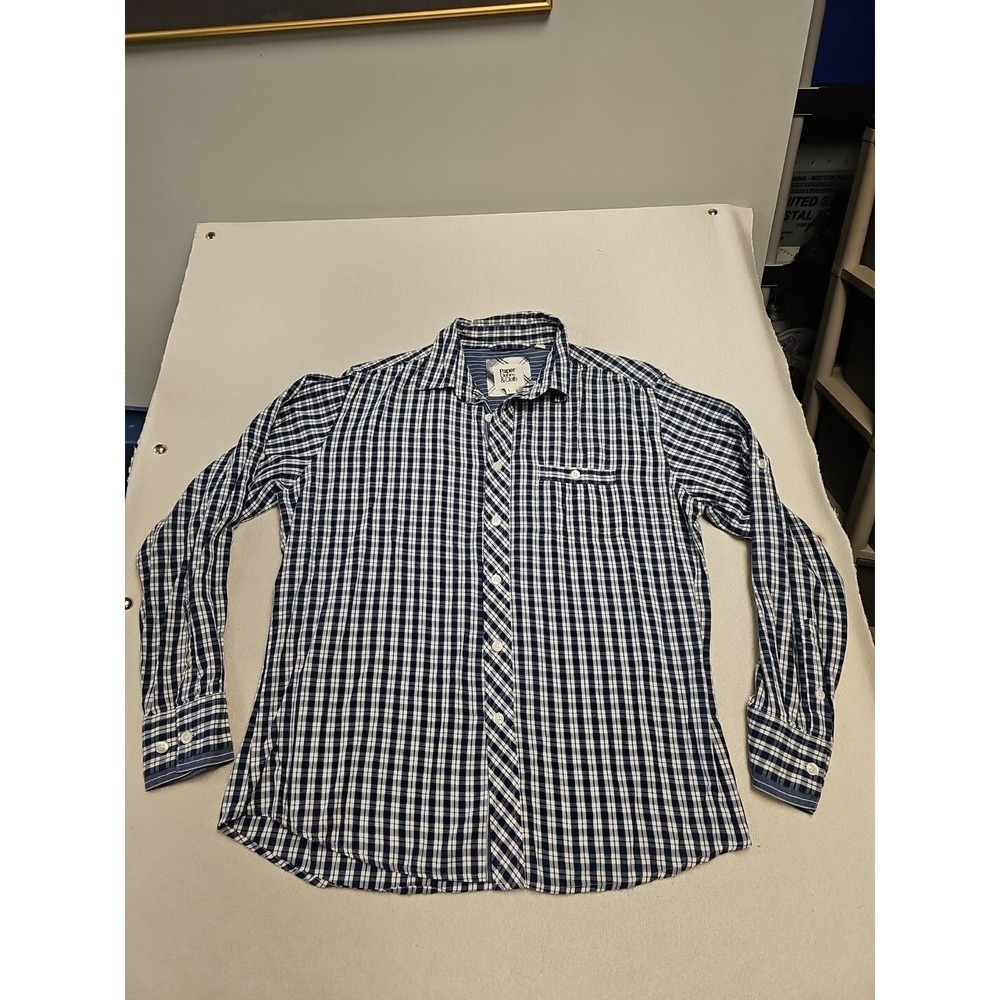 Paper Denim & Cloth Shirt Mens Large Blue Plaid‎ Long Sleeve Button Down